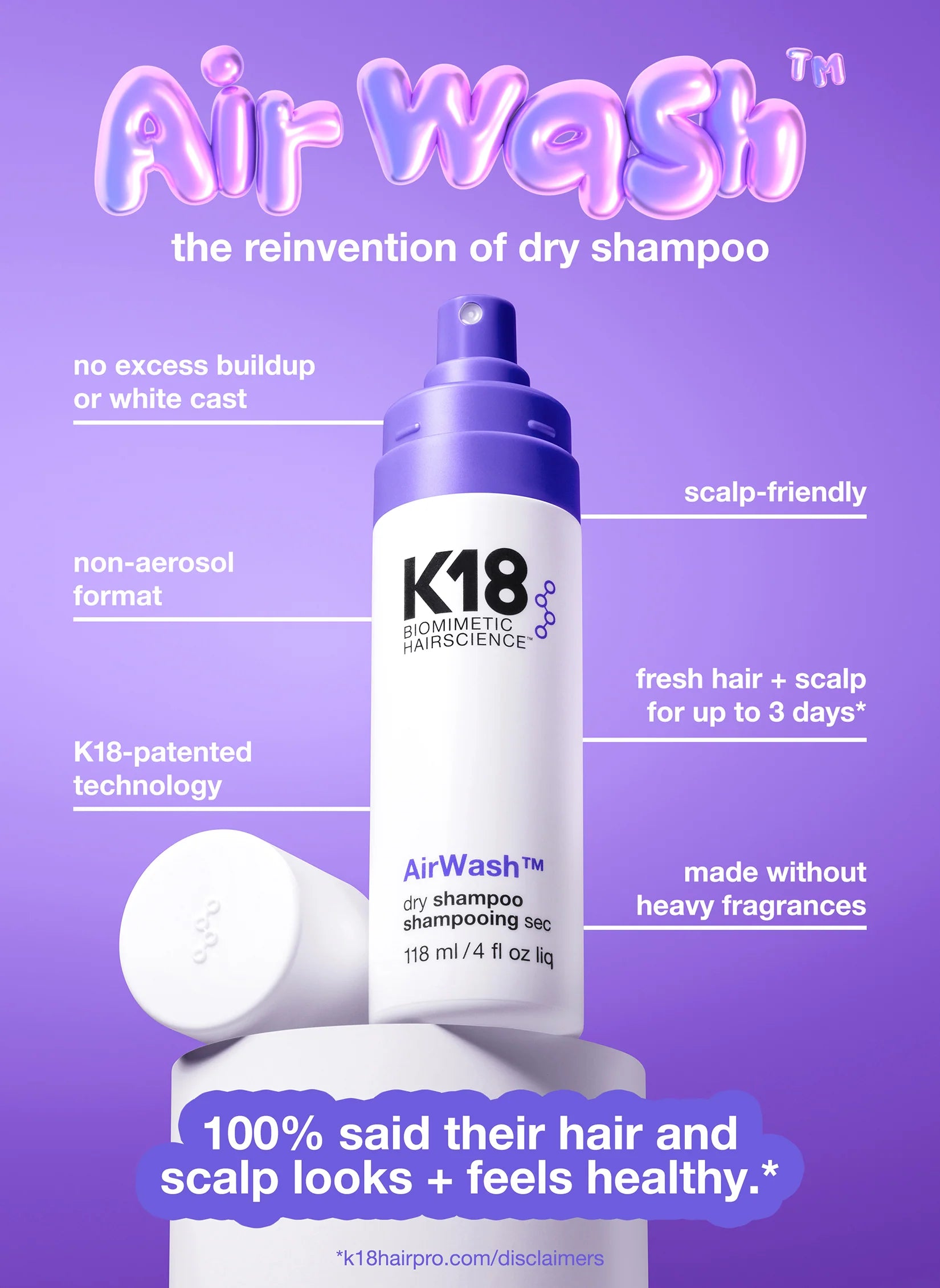 K18 AirWash™ dry shampoo
